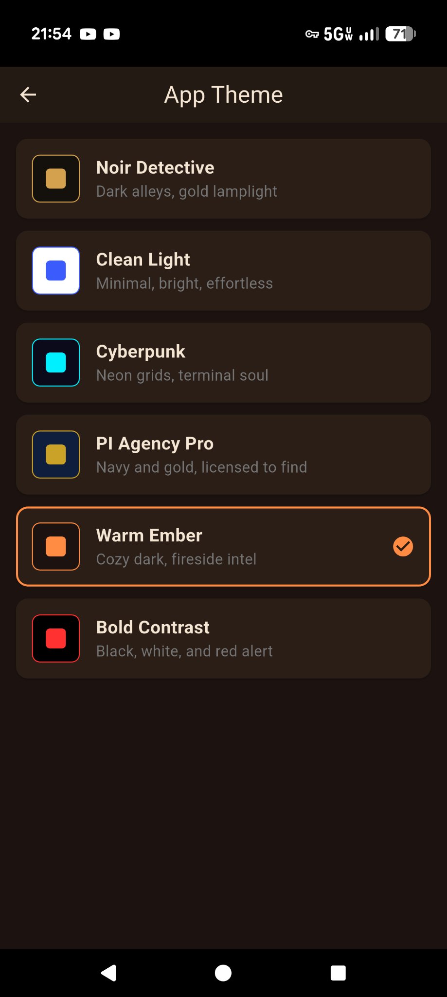 Warm Ember theme